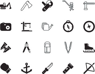 Fototapeta premium equipment vector icon set such as: ancient, hairdressing, lawn, growth, pure, motor, watering, secure, liquid, pot, ocean, mechanical, agriculture, projectile, link, cutting, danger, axe, camera