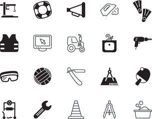 Fototapeta premium equipment vector icon set such as: smooth, agriculture, cable, appliance, caliper, shout, display, razor, ancient, relaxation, brush, megaphone, button, barber, monitor, bathe, speaker, container