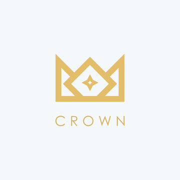 Creative abstract crown Logo design vector template. Royal king geometric symbol concept icon.