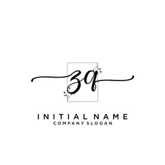 ZQ Beauty vector initial logo, handwriting logo.