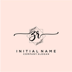 ZR Beauty vector initial logo, handwriting logo.