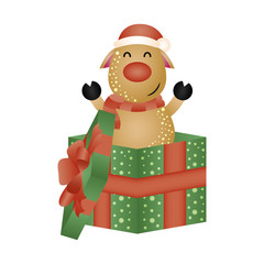 merry christmas cute reindeer in gift character
