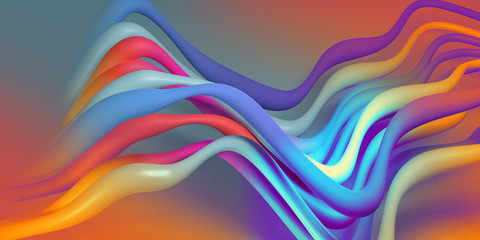 Abstract background, colored pipes, 3d rendering
