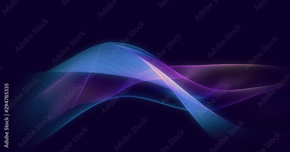 Poster abstract distorted mesh in wave like shape. background or wallpaper design. 3d rendering