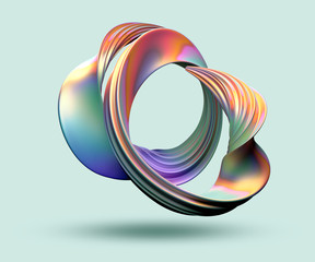 Colorful swirl on a green background. 3D render / rendering