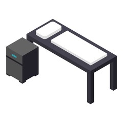 Black bed with drawer icon. Isometric of black bed with drawer vector icon for web design isolated on white background