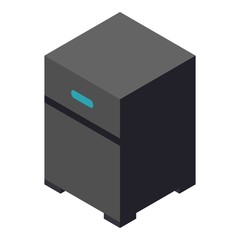 Black nightstand icon. Isometric of black nightstand vector icon for web design isolated on white background