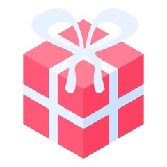 Red gift box icon. Isometric of red gift box vector icon for web design isolated on white background