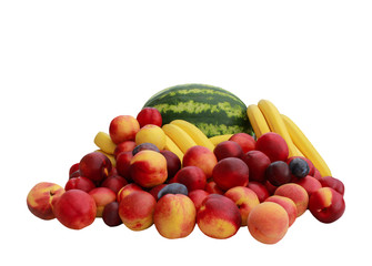 Watermelon and fruits isolated on a white background.