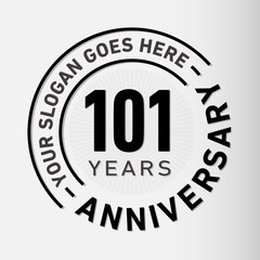 101 years anniversary logo template. One hundred and one years celebrating logotype. Vector and illustration.