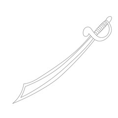 vector, isolated, on a white background, outline sword, saber, cold steel