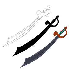 vector, isolated, on a white background, sword, saber, cold steel