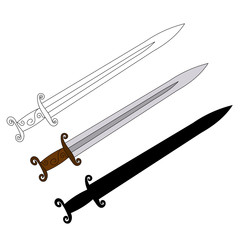 isolated, on a white background, sword, saber, cold steel