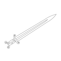 white background, outline sword, saber, cold steel