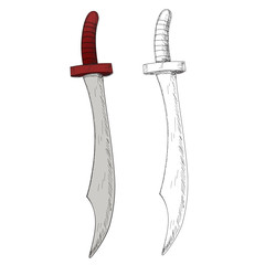 white background, sword, saber, cold steel with sketch