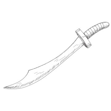 white background, sketch sword, saber, cold steel
