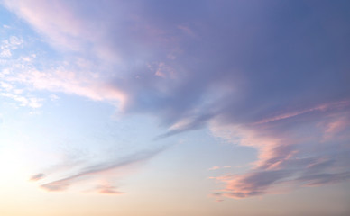 Naklejka na ściany i meble Sky of sunset light with cloud on pink and ourple twilight.