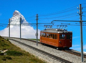 Gornergratbahn Zermatt Wallis Zahnradbahn Matterhorn Schweiz Gipfel Oldtimer Gipfel Bergbahn Swiss...