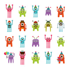 Monster cartoon icon set design