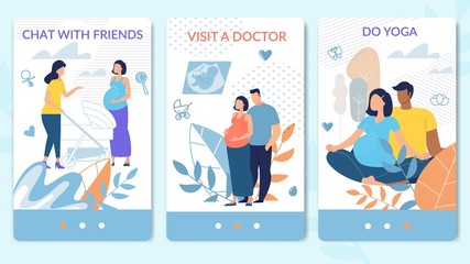 Healthy Pregnancy Recommendations vector web pages