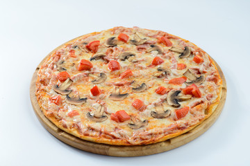 Pizza with mushrooms and ham