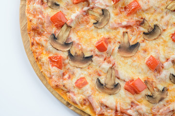 Pizza with mushrooms and ham