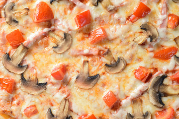 Pizza with mushrooms and ham
