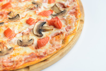 Pizza with mushrooms and ham