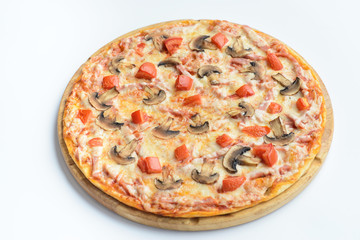 Pizza with mushrooms and ham