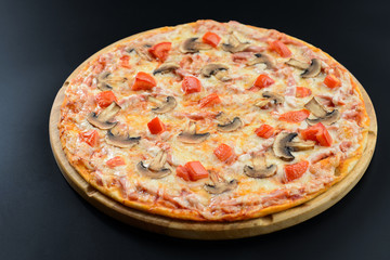 Pizza with mushrooms and ham