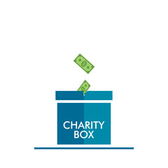 Blue box charity vector illustration