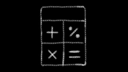 calculator icon with drawing style on chalkboard, animated footage ideal for compositing and motiongrafics