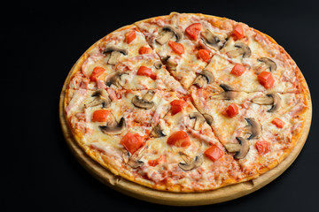 Pizza with mushrooms and ham