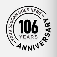 106 years anniversary logo template. One hundred and six years celebrating logotype. Vector and illustration.