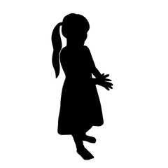 vector, isolated, silhouette children on a white background, little girl