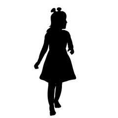 silhouette children on a white background, little girl dancing