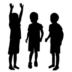 silhouette of a child on a white background, boys friends