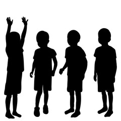vector, isolated, silhouette of a child on a white background, boys friends