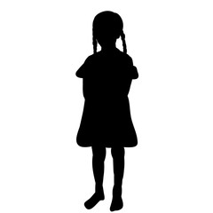  silhouette children on a white background, little girl