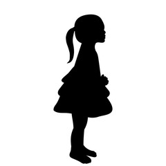 isolated, silhouette children on a white background, little girl