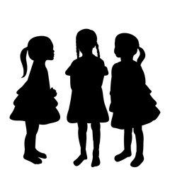 isolated, silhouette of a child on a white background, children