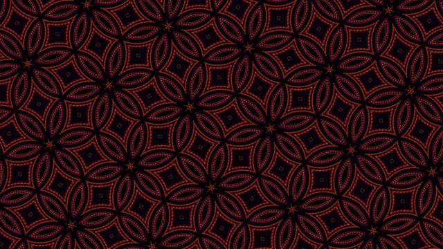 Full frame geometric classic ornamental pattern flickers, rotates then fades to black