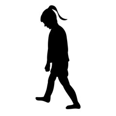 vector, isolated, silhouette children on a white background, girl is sad