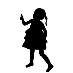  silhouette children on a white background, girl dancing