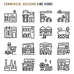 Commercial building line icons