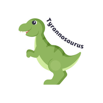 Funny tyrannosaurus in cartoon style on white background