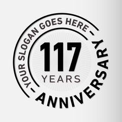 117 years anniversary logo template. One hundred and seventeen years celebrating logotype. Vector and illustration.