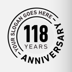 118 years anniversary logo template. One hundred and eighteen years celebrating logotype. Vector and illustration.