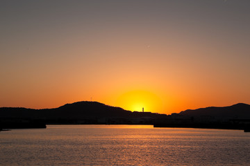 枕崎港の日没