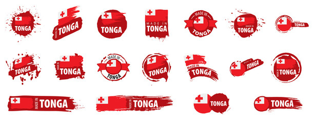 Tonga flag, vector illustration on a white background.